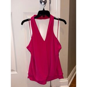 Express Women's Halter Top new Sleeveless V-Neck Hot Pink Layered Size S M L XL